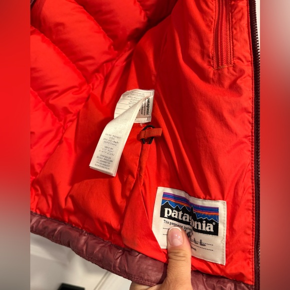 Patagonia Hi-Loft Down Sweater Hoody jacket Girls
size 6-7 Small Puffer Red ❤️ - Picture 8 of 11